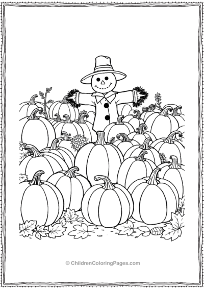 Pumpkins-with-a-cute-scarecrow Free PDF Printable