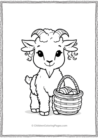 Pygora-Goat-With-A-Knitting-Basket Free PDF Printable