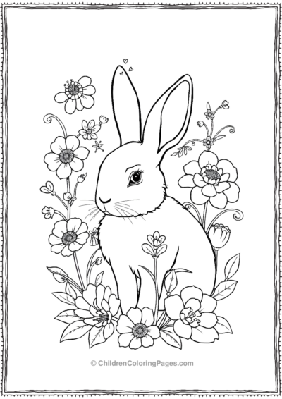 Rabbit-Resting-In-A-Floral-Garden Free PDF Printable