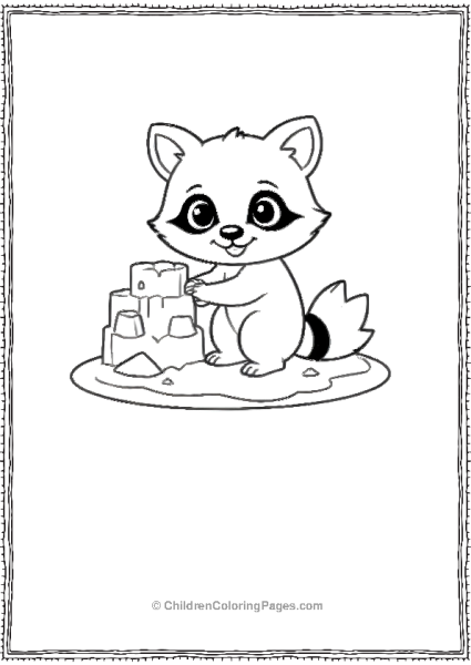 Raccoon Building A Sand Castle Free PDF Printable