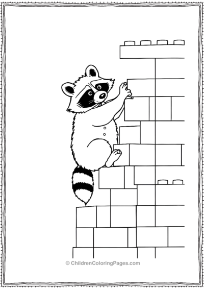 Raccoon-Climbing-A-Lego-Wall Free PDF Printable