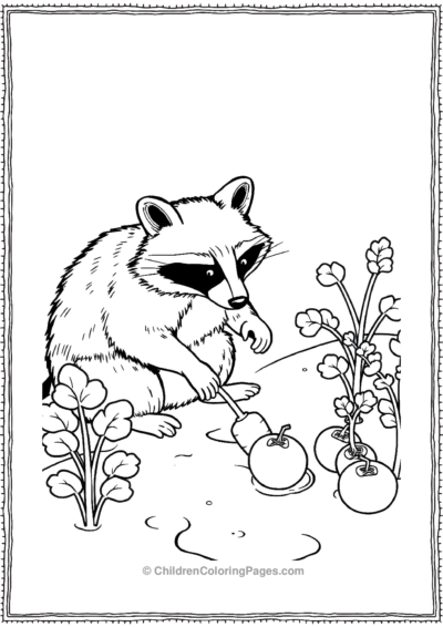 Raccoon-Digging-Out-A-Carrott Free PDF Printable