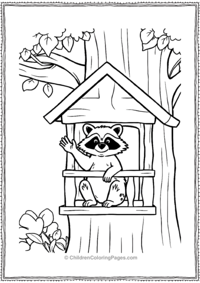 Raccoon-Inside-A-Tree-House Free PDF Printable