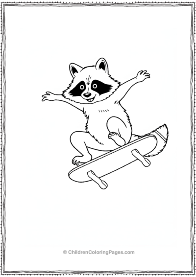 Raccoon-Skateboarding Free PDF Printable