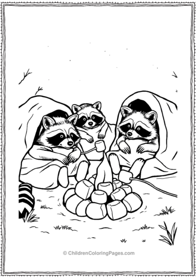 Raccoon-Sleepover-Roasting-Marshmellows Free PDF Printable