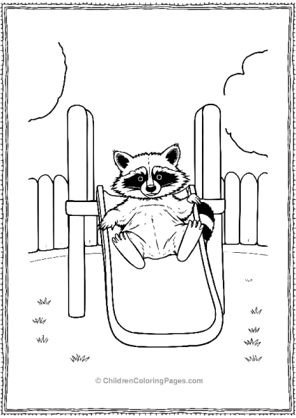 Raccoon Taking Slide Free PDF Printable