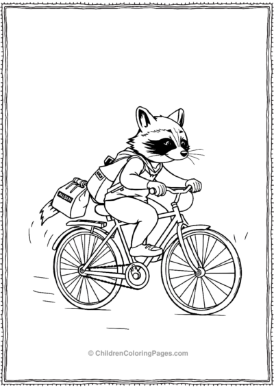 Raccoon-Thief-Pedaling-Away-With-Stolen-Goods Free PDF Printable