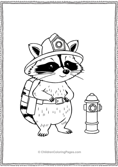 Raccoon-Wearing-A-Firefighter-Hat Free PDF Printable