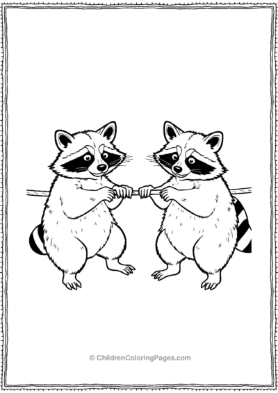 Raccoons-Playing-With-A-Rope Free PDF Printable