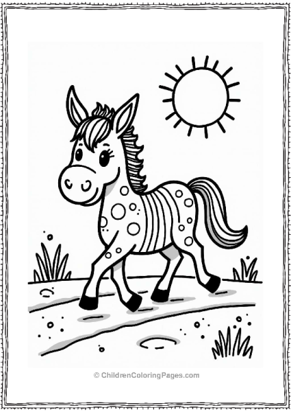 Rainbow Donkey On A Sandy Path Free PDF Printable