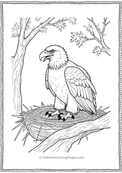 Realistic-Bald-Eagle-Building-a-Nest Free PDF Printable