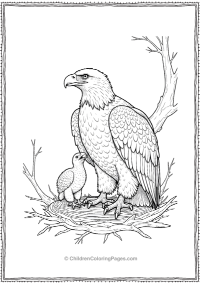 Realistic-Bald-Eagle-Feeding-Its-Chick Free PDF Printable