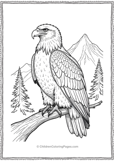 Realistic-Bald-Eagle-Perched-on-a-Branch Free PDF Printable