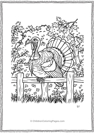 Realistic-Turkey-On-A-Fence Free PDF Printable