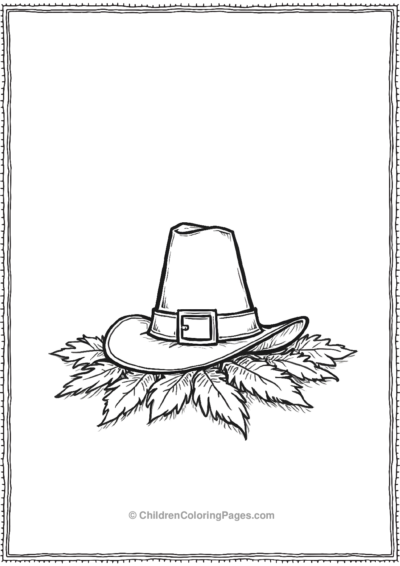 Realistic-pilgrim-hat-on-a-leaf-bed Free PDF Printable