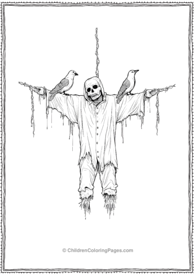 Realistic-scarecrow-hanging-with-chains Free PDF Printable