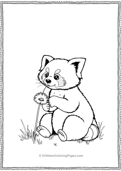 Red-Panda-Blowing-A-Dandelion Free PDF Printable