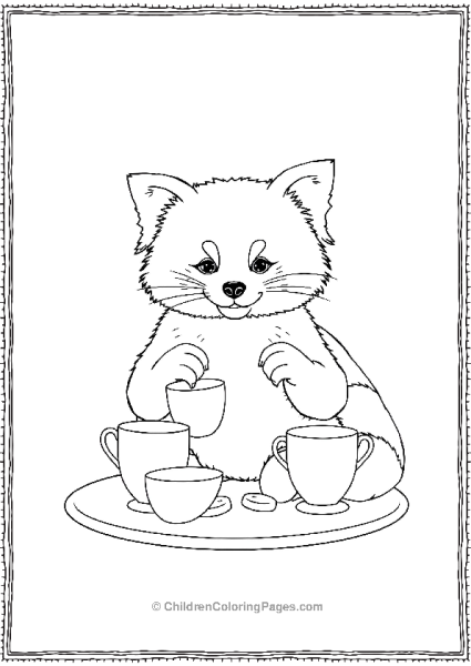 Red Panda Having A Tea Party Free PDF Printable