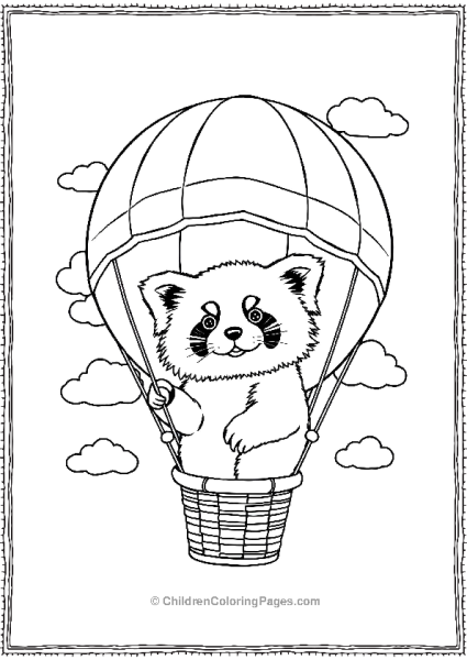 Red Panda In A Hot Air Balloon Free PDF Printable