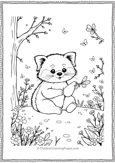 Red-Panda-Playing-With-A-Fairy Free PDF Printable