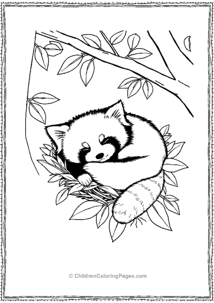 Red Panda Resting In A Nest Free PDF Printable