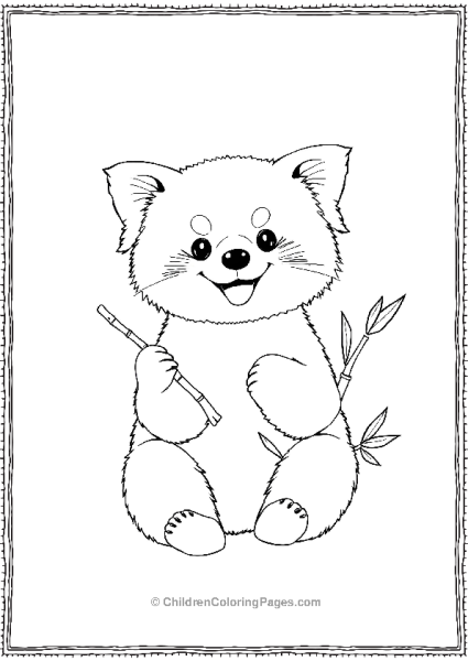 Red Panda With Bamboo Shoot Free PDF Printable