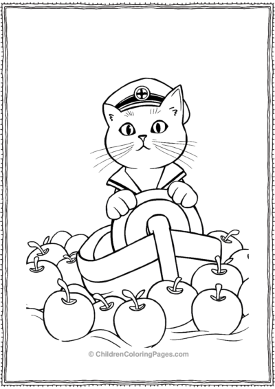 Sailor-Cat-Steering-A-Ship Free PDF Printable