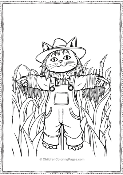 Scarecrow-Cat-In-A-Cornfield Free PDF Printable