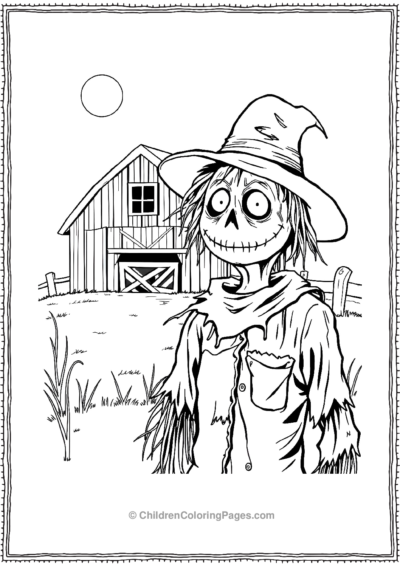 Scarecrow-guarding-a-barn Free PDF Printable