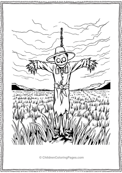 Scarecrow-hanging-in-a-stormy-field Free PDF Printable