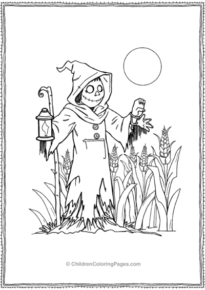 Scarecrow-holding-a-flickering-lamp Free PDF Printable