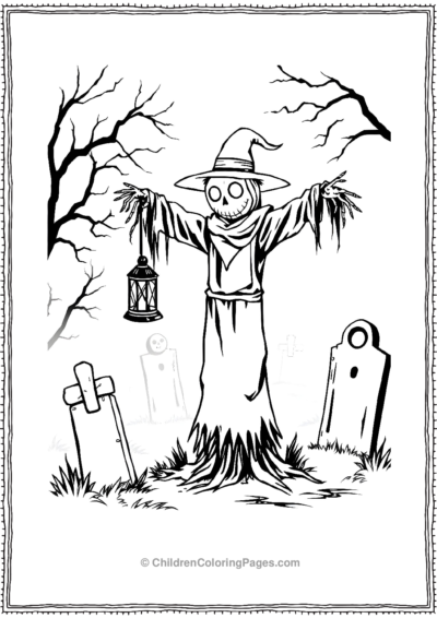 Scarecrow-holding-lantern Free PDF Printable