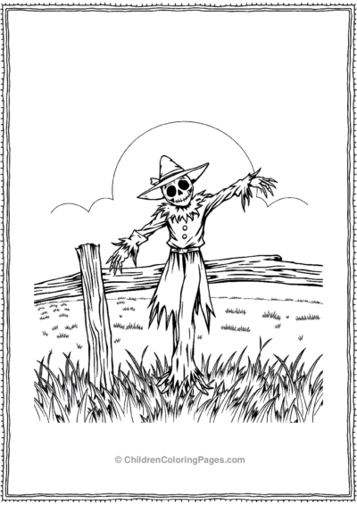 Scarecrow-leaning-on-a-fence Free PDF Printable