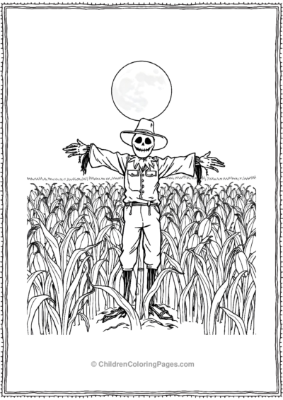 Scarecrow-standing-in-corn-field Free PDF Printable