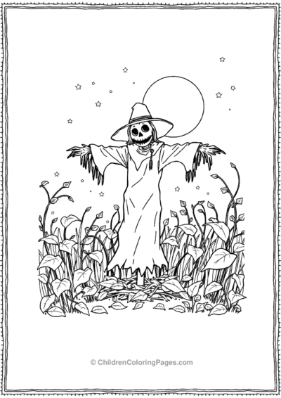 Scarecrow-under-moonlight-and-stars Free PDF Printable