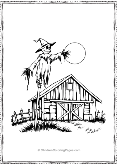 Scarecrow-watching-over-a-barn Free PDF Printable