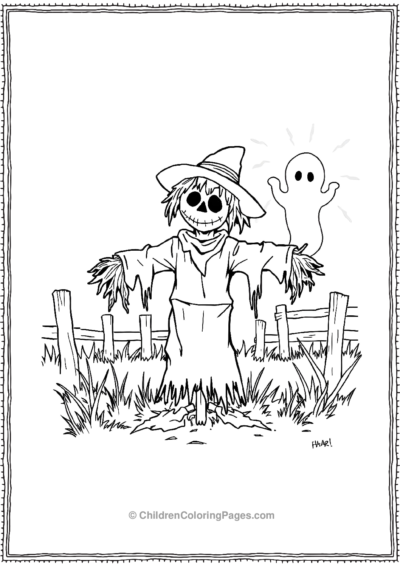 Scarecrow-with-ghost-buddy Free PDF Printable