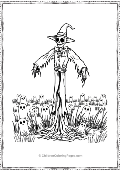 Scarecrow-with-ghosts Free PDF Printable