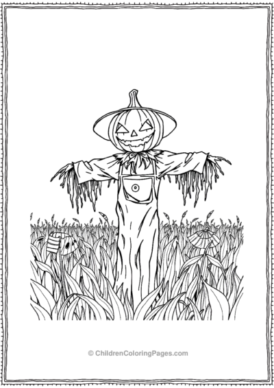 Scarecrow-with-jack-o-lantern-head Free PDF Printable