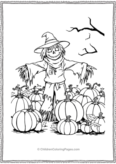 Scarecrow-with-pumpkins Free PDF Printable