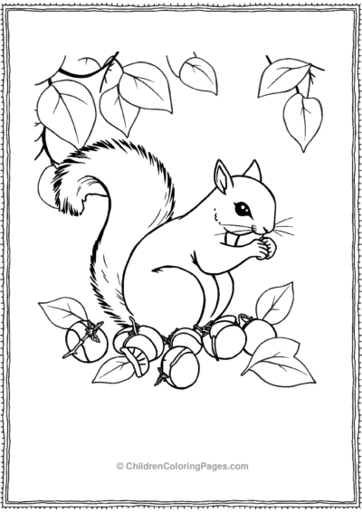 Scene-Of-Squirel-With-Acorns Free PDF Printable