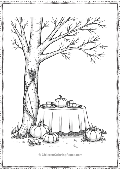 Simple-Arrows-And-Bow-Leaning-Against-A-Tree-Near-Thanksgiving-Table Free PDF Printable