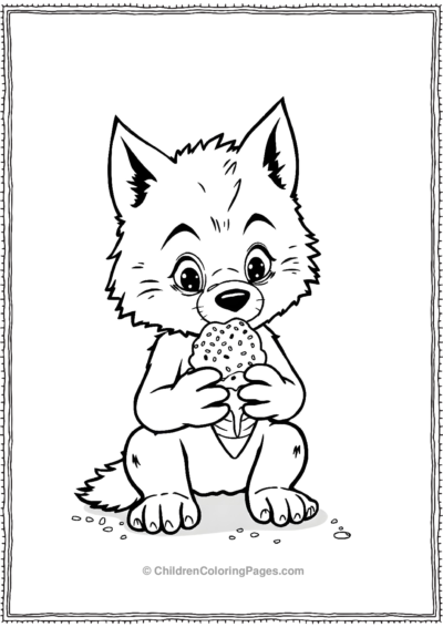 Simple-Baby-Werewolf-Eating-Ice-Cream Free PDF Printable