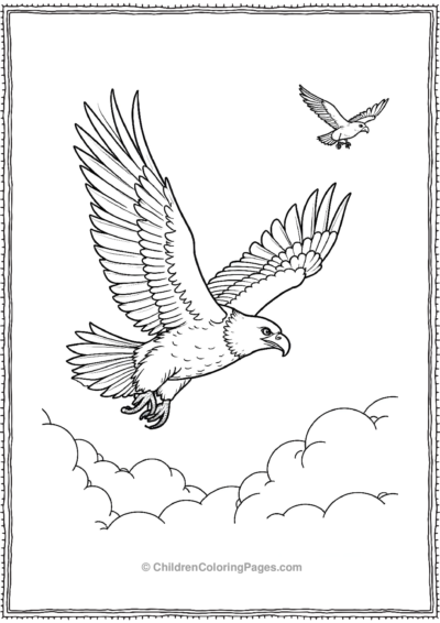 Simple-Bald-Eagle-Gliding-Through-the-Clouds Free PDF Printable