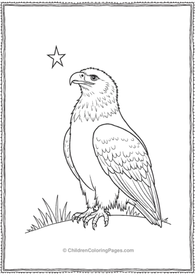 Simple-Bald-Eagle-Looking-Up-at-the-Sky Free PDF Printable