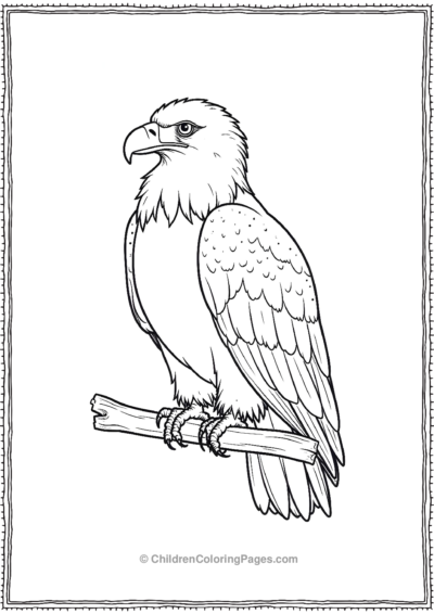 Simple-Bald-Eagle-Perched-on-a-Simple-Branch Free PDF Printable