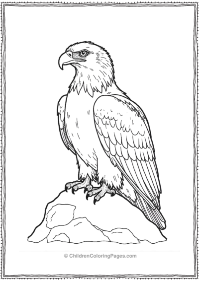 Simple-Bald-Eagle-Sitting-on-a-Rock Free PDF Printable