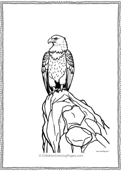 Simple-Bald-Eagle-Standing-Tall-on-a-Cliff Free PDF Printable