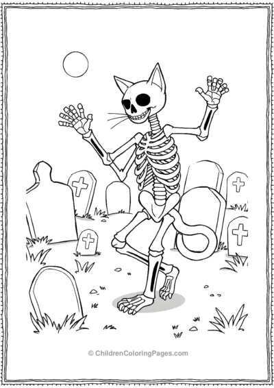 Skeleton-Cat-Dancing-With-Bones-Visible Free PDF Printable