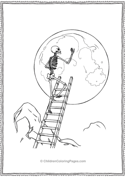 Skeleton-climbing-a-ladder Free PDF Printable